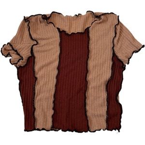 Multi-Colored brown lettuce cut crop top